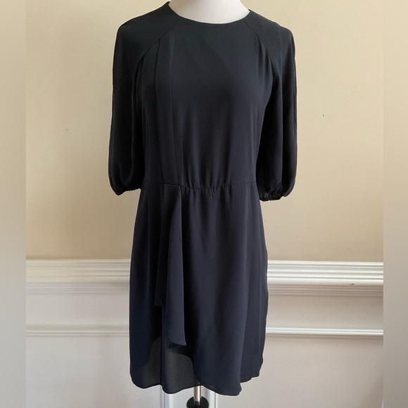 Louis Vuitton Uniform Robe Spice Up LBD Black Faux Wrap Style Dress Size 40 - Picture 1 of 7